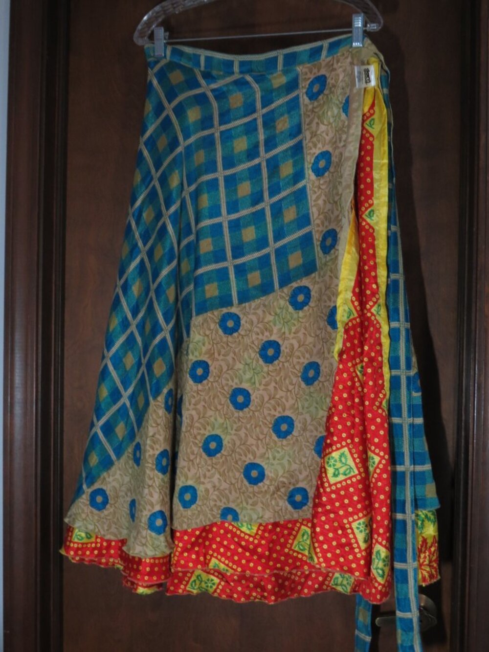 Darn Good Yarn Sari Silk Wrap Skirt Womens Goddess 14-32 Tea  Reversible